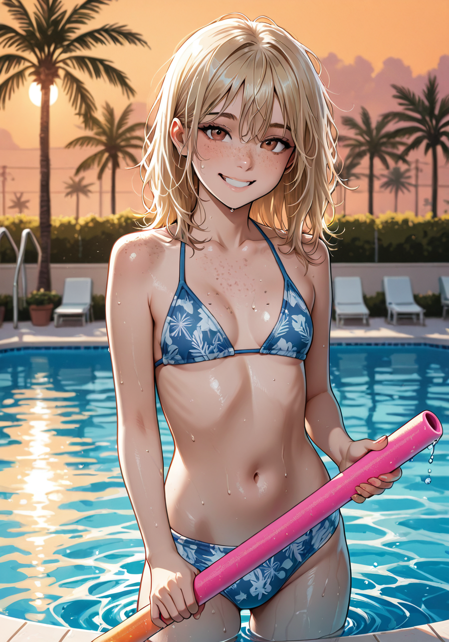 pool at sunset